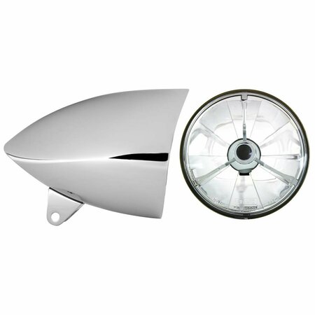 IN PRO CAR WEAR 5.75 in. Flamed Headlight Bucket, Chrome with T50704 PC Tribar Black Dot HB54211-74